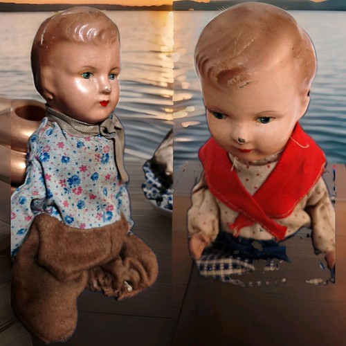 Vintage stoff puppen - vintage, sitzend